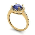 thumbnail image 2 of Halo Engagement Ring for Women - 1.8ct Simulated Tanzanite in 18K Yellow Gold Promise Ring, 2 of 6