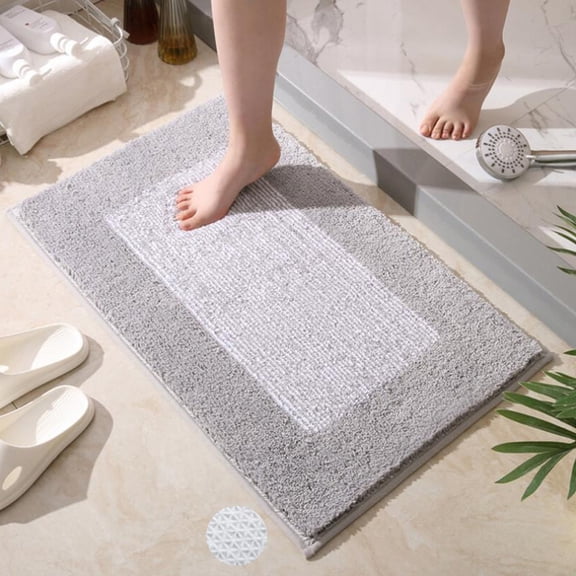 Soft Bathroom Rugs Non-Slip Backing 16" x 24" Light Gray Fluffy Thicked Plush Absorbent Bath Mats Machine Washable