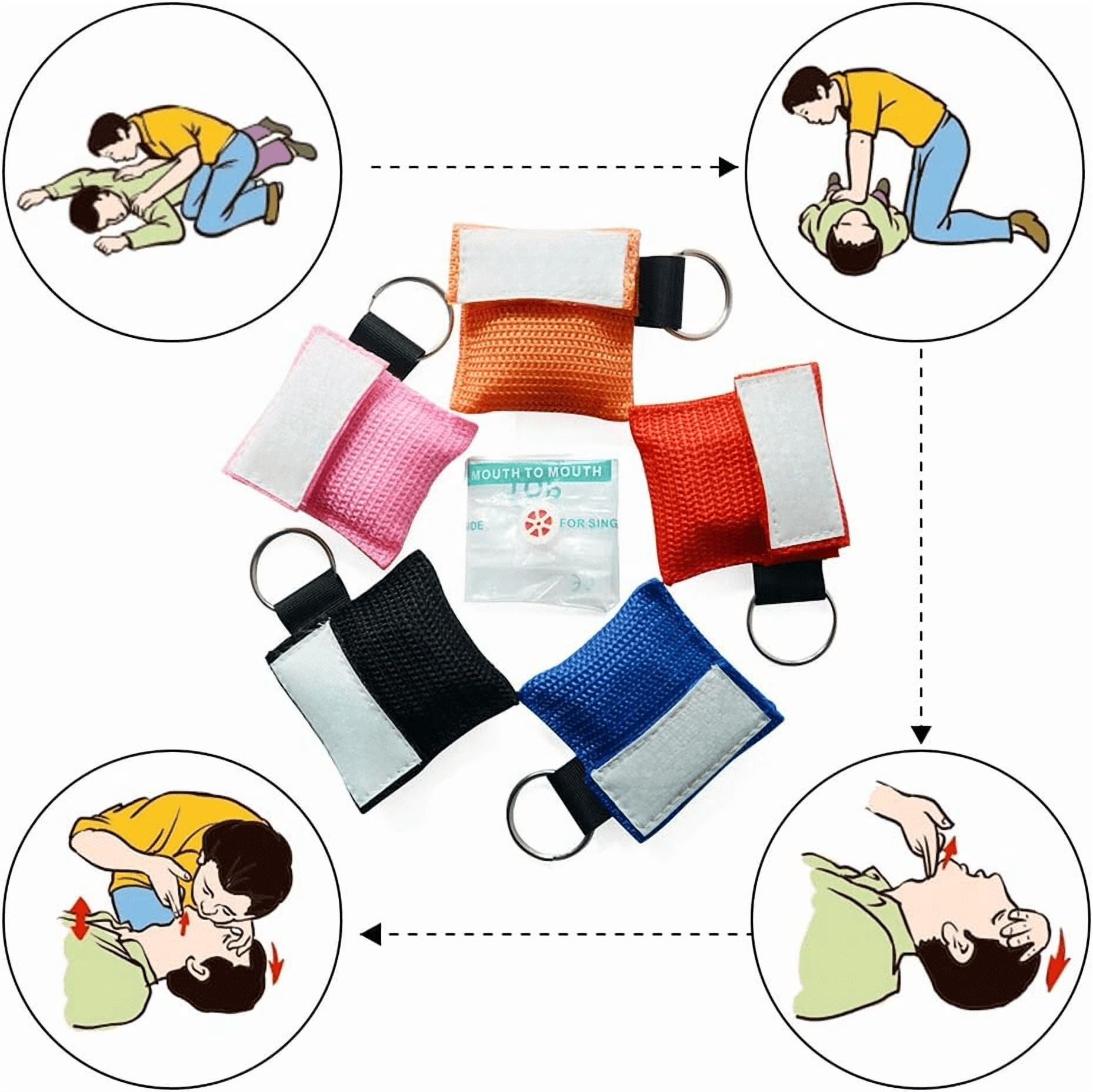 50 Pieces CPR Key Chain Emergency CPR Face Shields with One-Way Valve for First Aid or AED Training