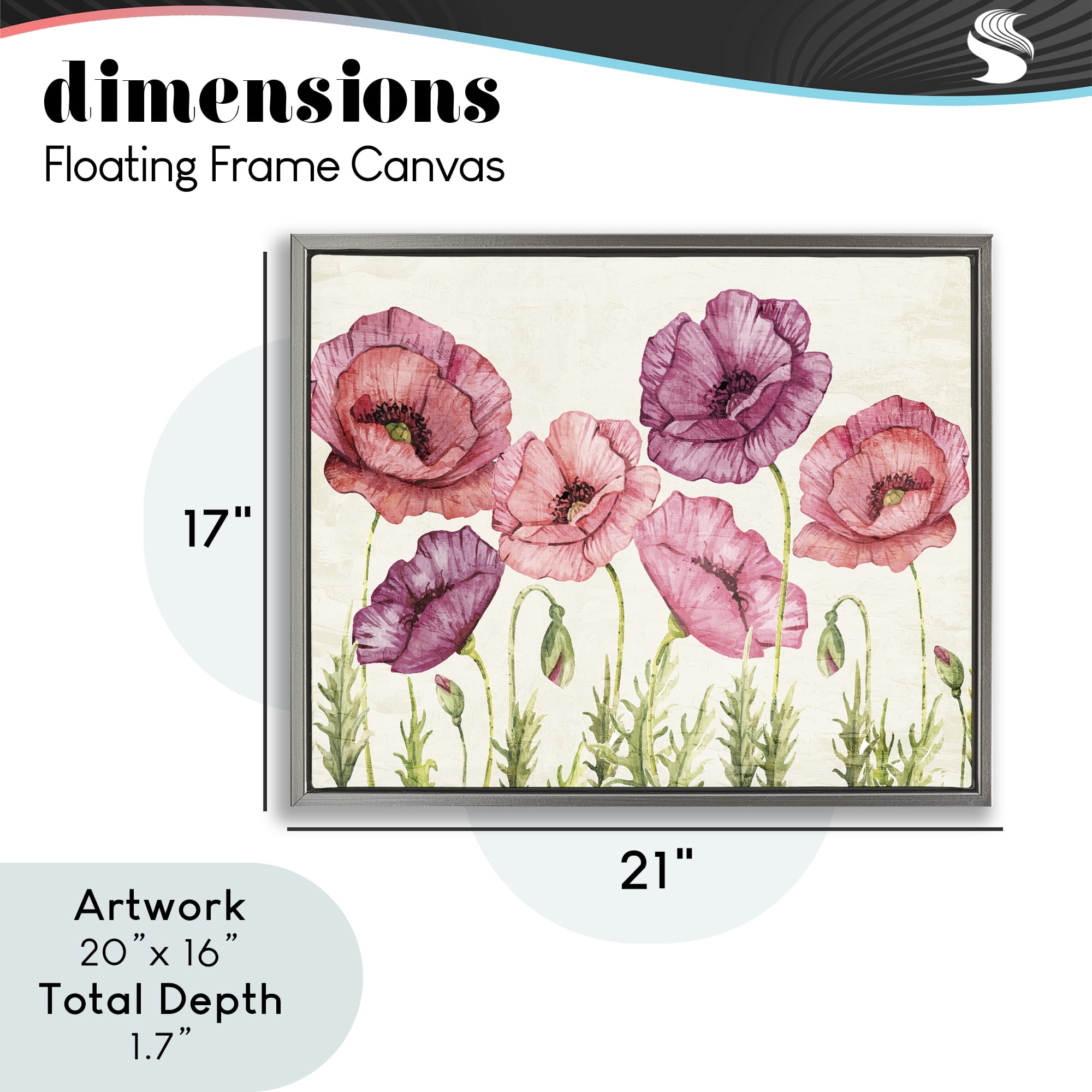Stupell Industries Poppy Days Vintage Blooms Gray Framed Floater Canvas Wall Art, design by Kim Allen