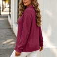 thumbnail image 5 of Fall Tops for Women Nelozsy Women V Neck Plus Size Ribbed Long Sleeve Top Pullover Wine XXXL, 5 of 6