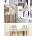 thumbnail image 5 of Grey Green Botanical Bar Stool Covers Set of 6, Rustic Country Spring Floral Summer Leaf Stretch Bar Chair Covers with Backs, Removable Pub Counter Height Chair Cover for Kitchen Dining Room Cafe, 5 of 7