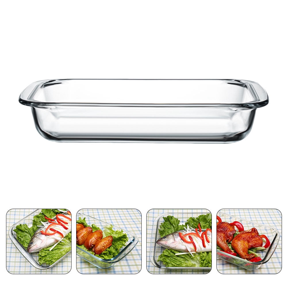 NUOLUX Glass Dish Roasting Pie Pan Baking Lasagna Salad Dishes Dessert Plates Tray Casserole Rectangular Plate Oblong Bakeware