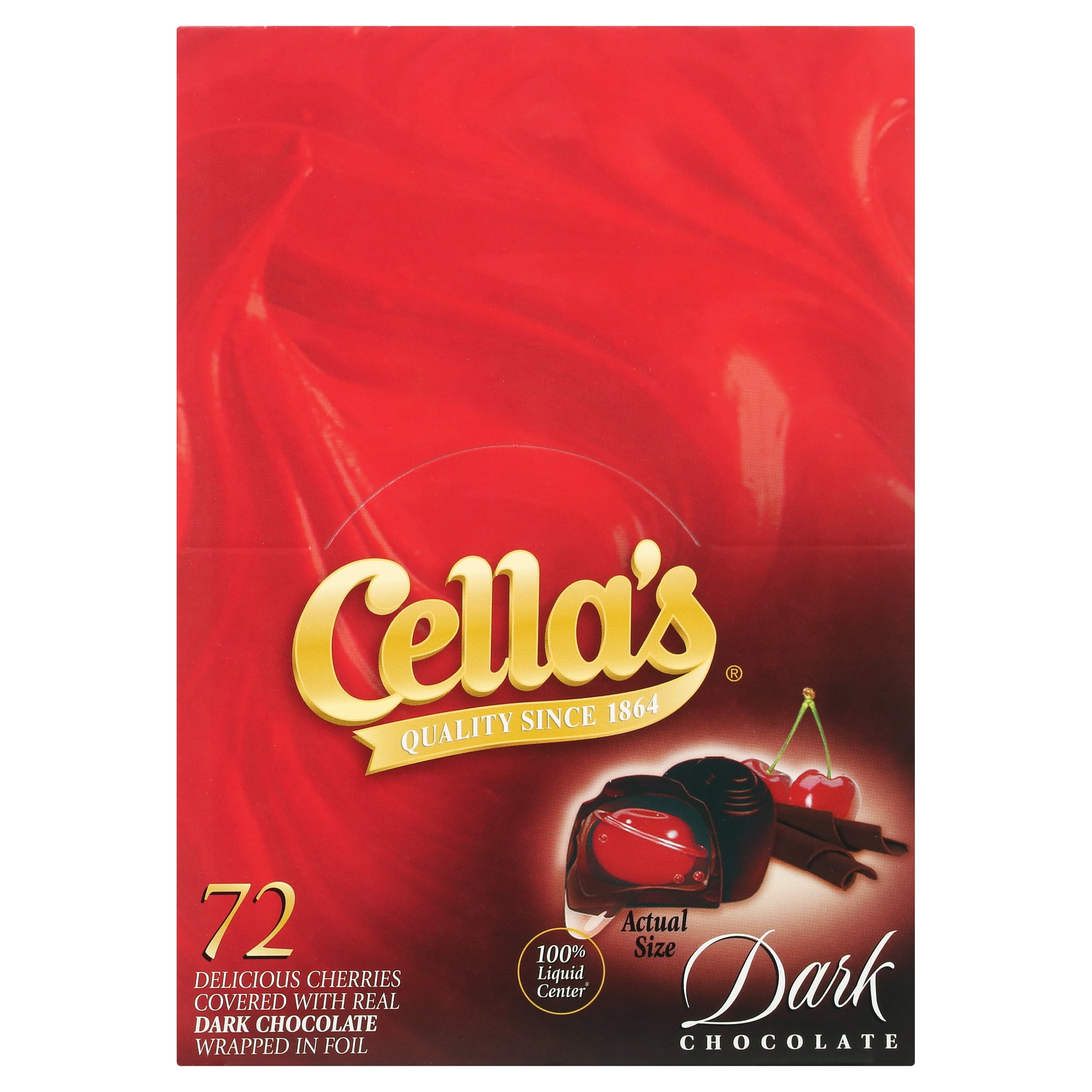 Cella's Dark Chocolate Covered Cherries – Premium Cherry Cordial Candies – Individually Wrapped with Display Box (72-Count Box - 2.25 Pounds)