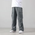 thumbnail image 3 of DJDLJWCJ Teen Boys School Uniform Pants Straight Fit Wide Leg Cargo Pants Elastic Waist Comforty Lightweight Pants Dark Gray Size 9, 3 of 6