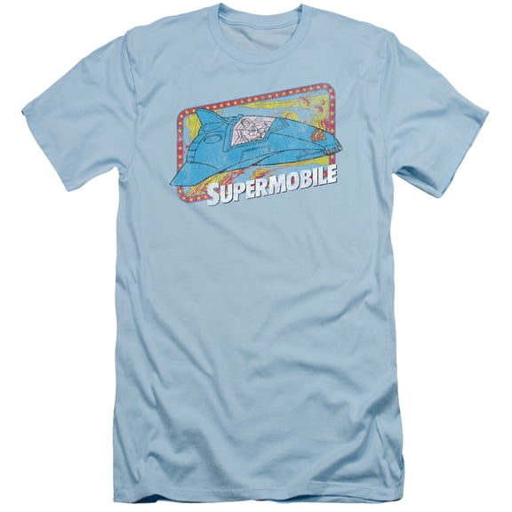DC Comics Supermobile S/S Adult 30/1 T-Shirt Light Blue