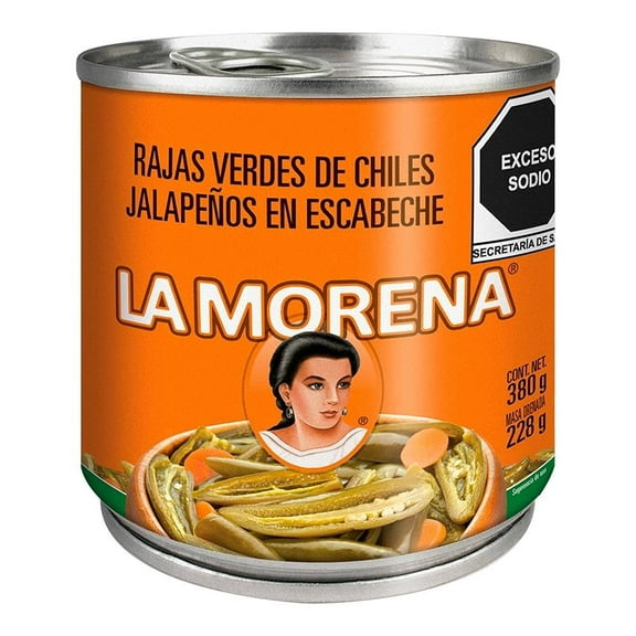 Rajas verdes La Morena de chiles jalapeños en escabeche 380 g