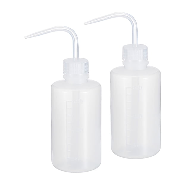 Uxcell 2Pcs 8oz Botella Exprimible de Laboratorio 250ml Plástico Botellas de Lavado de Seguridad (Blanco)