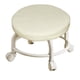 thumbnail image 5 of Silla con polea con asiento de cuero PU impermeable, taburete con ruedas, cojín cómodo, marrón claro, 5 of 9