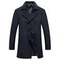 thumbnail image 2 of Dwaogom Men's Classic Notched Collar Double Breasted Wool Blend Pea Coat, 2 of 9