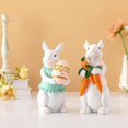 thumbnail image 3 of Estatua de conejito, figuras de conejo de Pascua de primavera, adornos de escritorio para oficina en casa, 3 of 5