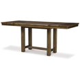thumbnail image 2 of Benjara Chip Counter Height Dining Table with Tenon Pedestal Base, Nutmeg Wood, 2 of 5