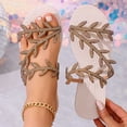 thumbnail image 6 of CQONEPT Women's Flat Sandals Summer Rhinestones Wedding Shoes Peep Toe Strap Slippers PU Leather Dressy Slip On Slides Khaki 42, 6 of 6