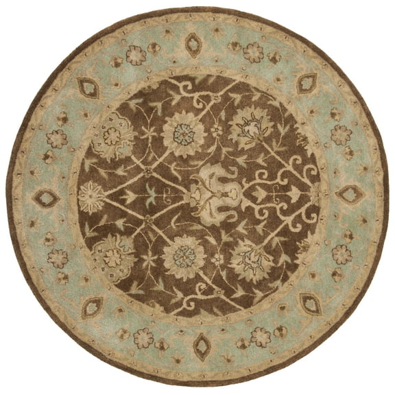 SAFAVIEH Antiquity Lilibeth Oriental Wool Area Rug, Brown/Green, 6' x 6' Round