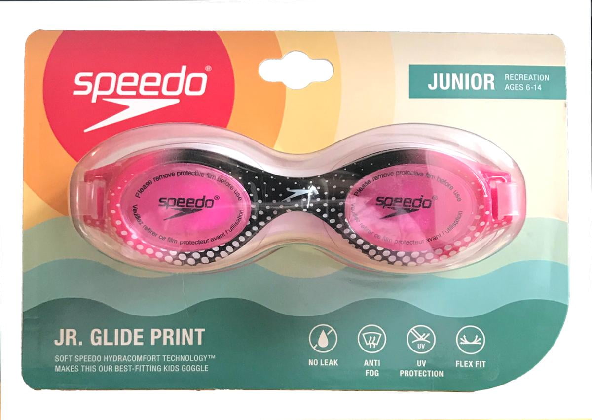 2 PACK Speedo Junior Glide Jr Swim Goggle Ages 6-14 Anti Fog No Leak PINK/BLACK 
