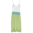 thumbnail image 4 of Wave Minimalist Slanted Color Block Design in Aqua Blue Pale Lime Green and White Sleeveless Dress, 4 of 5