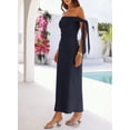 thumbnail image 3 of MEROKEETY Women's 2026 Summer Off The Shoulder Bodycon Maxi Dress, Navy, M, 3 of 4