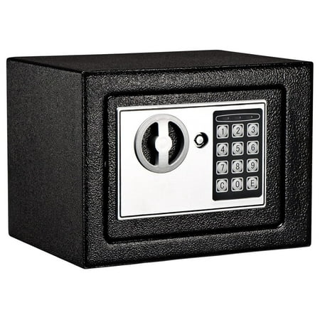 Electronic Safe Box with Keypad & Keys Money Lock Boxes Safety Boxes for Home Office Hotel Rooms Business Jewelry Gun Cash Steel Alloy Drop Safe 9.1 x 6.7 x 6.7