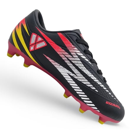 Vizari Bodega Firm Ground Soccer Cleats for Kids – Comfortable, Durable, and Stylish Football Shoes with Traction - Black/Pink, 4