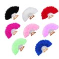 thumbnail image 3 of Rinhoo Feather Fan Foldable Handheld Festival Decoration Square Dance Retro Style Show Down Colorful Fan, 3 of 8