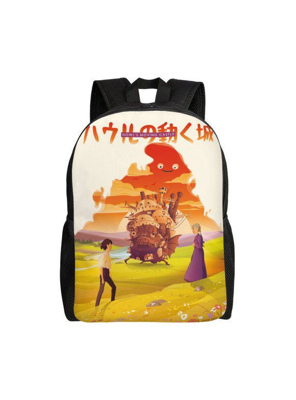 Howls Moving Castle Backpack Cute Anime Large Capacity Multifunction Backpacks Lightweight Sports Travel Laptop Bag Daypack 16In
