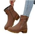 thumbnail image 5 of Wowcloth Women's Mid Calf Boots – Side Zipper Design with Pleated Round Toe and Mid Heel, Solid Color Casual and Versatile Fashion Footwear, 5 of 7