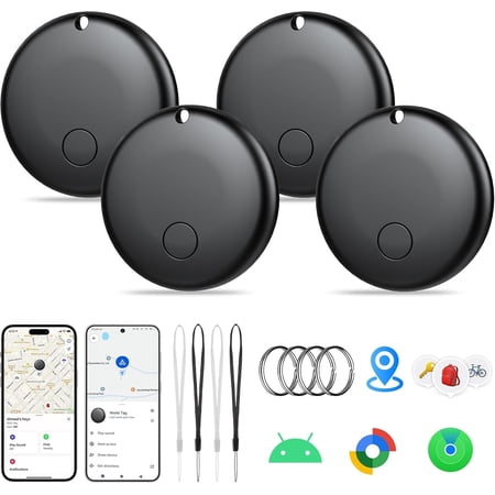 2026 Air Tags-4 Pack Item Locator for Android & iOS ,Key Finders, Tags Work with Find My & 's Find Hub (Black & White, for Android & iOS (2, Black)