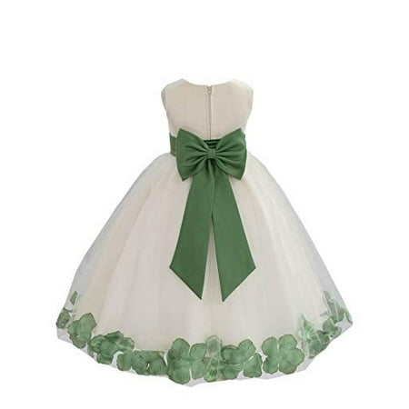 Ekidsbridal Ivory Tulle Rose Petals Flower Girl Dresses Wedding Pageant Ball Gown Birthday Party Easter Summer 302T 14