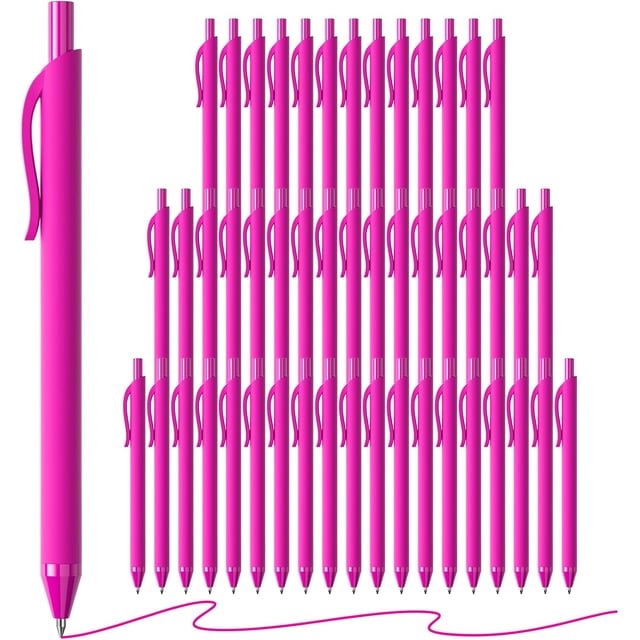 50 Pack Pink Ink Pens - Bulk Pens, 1.0MM Medium Point Ballpoint Pens, Smooth Writing No Bleed Retractable Ball Point Pen (Pink)