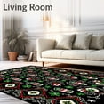 thumbnail image 2 of ODIKA 2'x3' Machine Washable Non-Slip Area Rug, Whimsical Christmas Drum with Snowflake Motifs High Traffic Rug with Pad, Black, 732099, 2 of 8