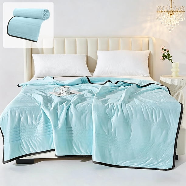 Edredón de verano suave y lavable: manta transpirable con aire acondicionado para la cama, funda ligera y cómoda para las noches calurosas, ropa de cama lavable a máquina para el hogar, la reside