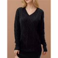 thumbnail image 4 of Vestido Tipo Suéter con Cuello en V para Mujer, Estilo Suéter Tipo Túnica Holgado Informal de Larga con Punto y Larga para Otoño. Negro M, 4 of 8