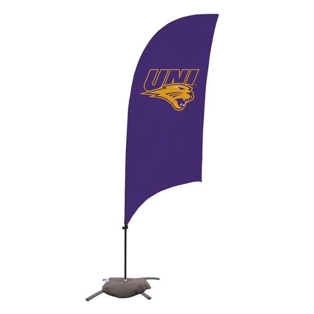 Showdown Displays 810029NIA-001 7.5 ft. Northern Iowa Panthers Razor Feather NCAA Flag with Cross Base - No.001