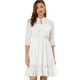 thumbnail image 1 of Vestido Corto De Gasa Con Dobladillo Con Volantes Y Manga 3/4 Para Mujer Blanco XS Allegra K, 1 of 6