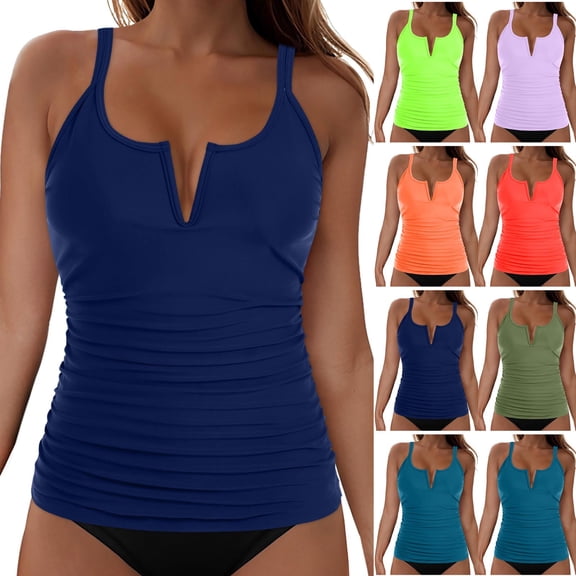 Aboser Womens Athletic Bathing Suit with Tummy Control Sports Swimsuits Wrap V Neck Beachwear Slim Fit Push Up Swim Suits with Bikini Buttom
