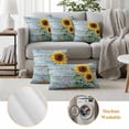 thumbnail image 5 of Yellow Sunflower Outdoor Pillow Covers 16x16 Set of 2,Waterproof Patio Throw Pillowcase Protectors,Butterfly Sunshine Blue Farmhouse Wood Decorative Pillow Shams Cushion Covers for Seat Bed Couch, 5 of 8