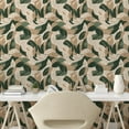 thumbnail image 2 of Ambesonne Leafy Art Peel & Stick Wallpaper for Home, Art Vintage Anime Leaves, 13"x100", Green Warm Taupe Beige, 2 of 5