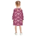 thumbnail image 3 of Girls' long-sleeved dress White Pink Bows Girls' A-line dress with ribbed cuffs Soft and comfortable, 3 of 6