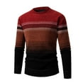 thumbnail image 2 of Annhoo Mens Sweaters Striped Long Sleeve Crew Neck Color Block Knit Pullover Casual Thermal Breathable Fall Winter Workout Tops, 2 of 3