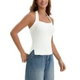 thumbnail image 3 of INSPIRE CHIC Halter Tops for Women Sleeveless Tank Top Square Neck Summer Going Out Tops with Side Slits XL White, 3 of 4