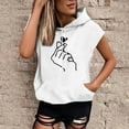thumbnail image 2 of GDREDA Débardeurs à Col Rond pour Femmes Grande Taille Mode Imprimé Sweat à Capuche Manches Courtes Blouse Ample Débardeurs & Camisoles Blanc,L, 2 of 4