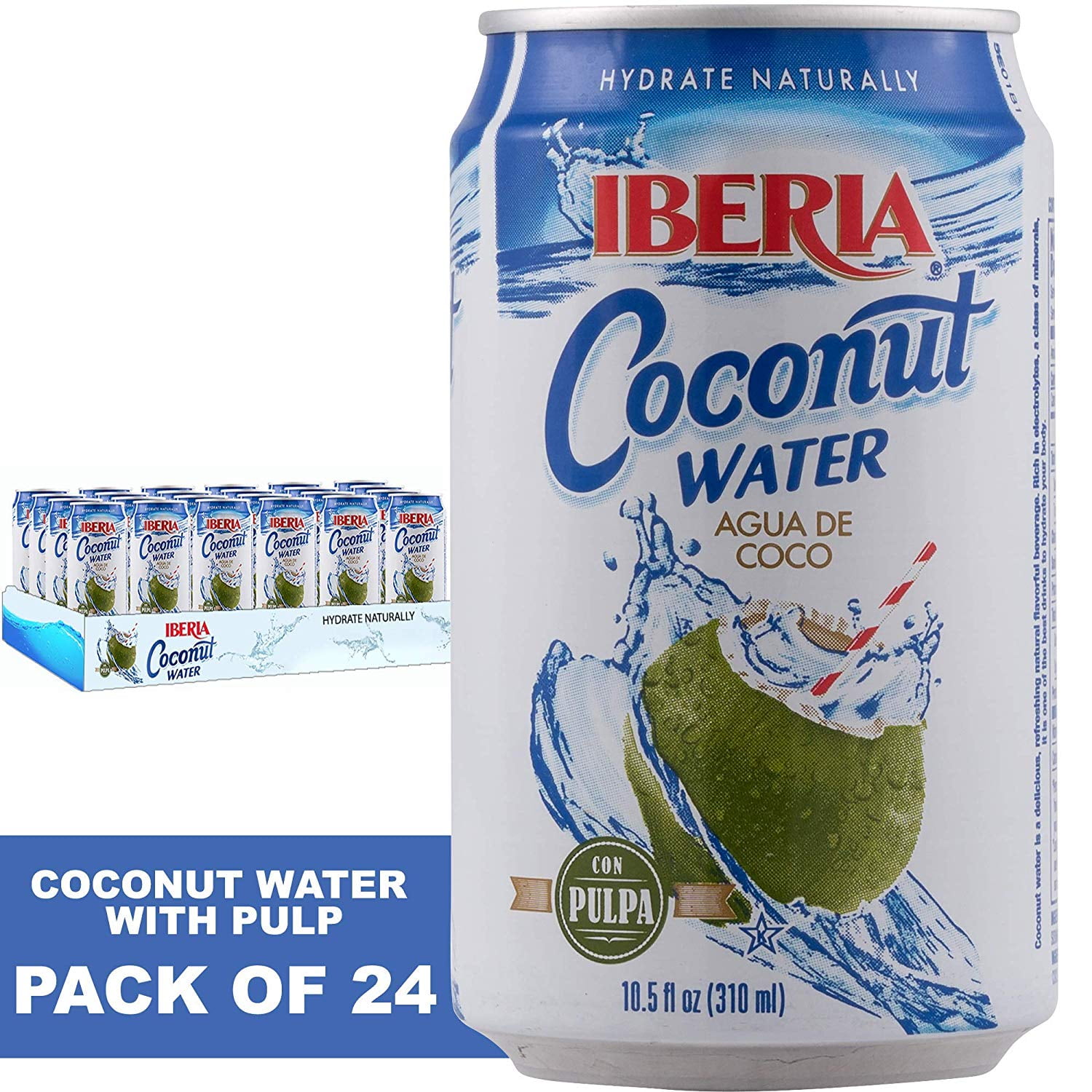 Iberia Coconut Water with Pulp, 10.5 oz (Pack of 24)