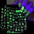 thumbnail image 1 of Glow In The Dark Halloween Nail Art Stickers - Skull, Bat, Spider Web, And Cat, 1 of 5
