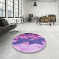 thumbnail image 4 of Ahgly Company Machine Washable Indoor Square Transitional Dark Orchid Purple Area Rugs, 7' Square, 4 of 7
