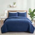 thumbnail image 4 of Peace Nest 2-Piece Reversible Utral Soft Miscrofiber Textured Pattern Quilted Coverlet Set, Navy Blue, Twin, 4 of 6