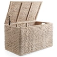 thumbnail image 3 of Casafield 30" Storage Chest with Lid, Handles, Safety Hinge - Whitewash White, Water Hyacinth Wicker Storage Trunk for Bedroom, Entry Way, Living Room, 3 of 7