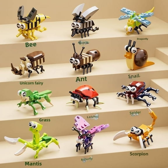 NWJ Insect World Building Blocks Set – 3D Cartoon Construction Toy for Kids Ages 3 , Educational STEM Puzzle Gift for Boys & Girls