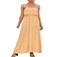 thumbnail image 4 of LNGOOR Robe Longue Maxi Bohème à Volants pour Femmes, Sans Bretelles, Ligne A, Fendue, Haut Tube, 4 of 7