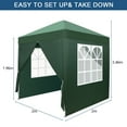 thumbnail image 2 of 6.5x6.5 Pop Up Canopy Tent with Sidewalls, Outdoor Gazebo Canopy Tent with 2 Doors and 2 Windows, Patio Event Tents Outdoor Commercial Canopy for Parties, Green, 2 of 9