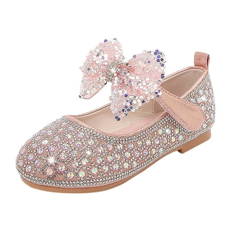 

Sunhillsgrace Girls Dress Shoes Children Shoes Spring And Autumn Rhinestone Soft Bottom Baby Shoes Bowknot Small Leather Shoes